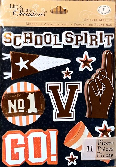 k & company; K & Company Life's Little Occasions Orange School Spirit Dimensional Stickers; Category:Sports; Image:1